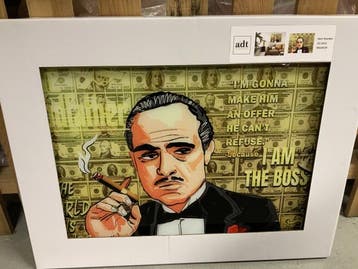 Veiling - Glasschilderij The Godfather cartoon 60x80CM