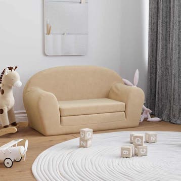 vidaXL Kinderslaapbank 2-zits zacht pluche crèmekleurig, Verzenden, Nieuw