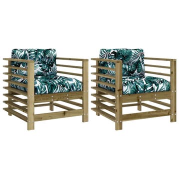 vidaXL Tuinstoelen 2 st met kussens geïmpregneerd grenenhout, Verzenden, Nieuw