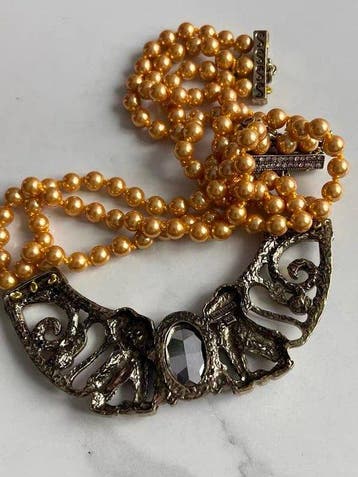 Heidi Daus - Goud Glas Parel – Kristal - Halsketting - Heidi