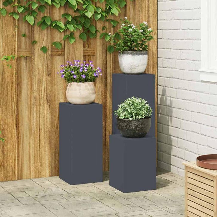 vidaXL Plantenstand 3 pcs Antraciet Staal, Jardin & Terrasse, Bacs à fleurs & Jardinières, Envoi