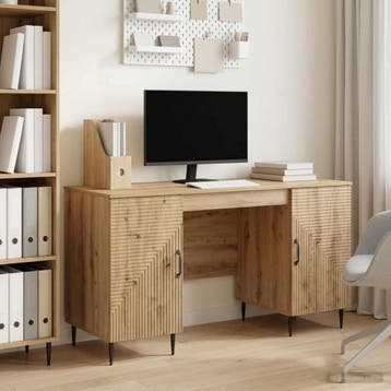 vidaXL Bureau Artisanaal eiken Bewerkt hout 142,5 x 50 x 75, Huis en Inrichting, Bureaus, Verzenden, Nieuw