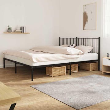vidaXL Bedframe met hoofdbord metaal zwart 180x200 cm, Verzenden, Nieuw