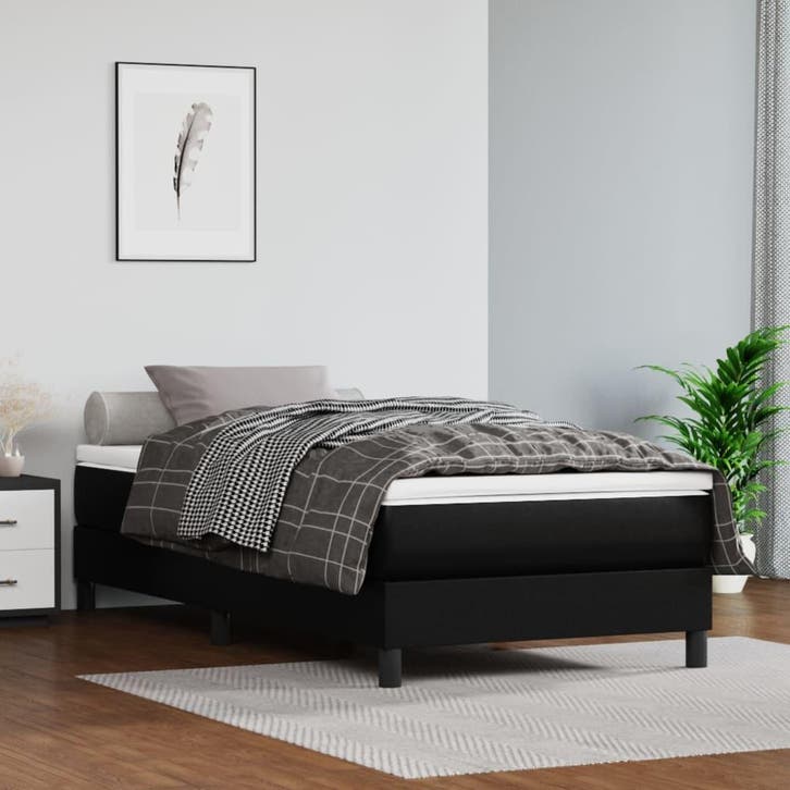 vidaXL Boxspring bed kunstleer zwart 80x200 cm, Huis en Inrichting, Slaapkamer | Bedden, Nieuw, Verzenden