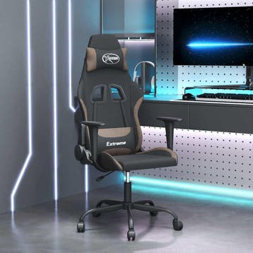vidaXL Massage gamestoel stof zwart en taupe, Verzenden