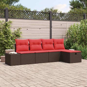 vidaXL Bankstel 4 st poly rattan, Verzenden, Nieuw