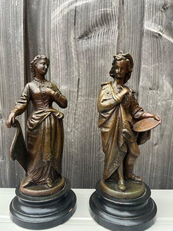 Beeld, Koppel man & vrouw - 26 cm - Zinklegering