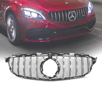 Calandre Pour Mercedes W205 18- Look Amg Gtr Noir Chromé, Verzenden