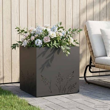 vidaXL Plantenbak Zwart 50 x 50 x 49 cm Koudgewalst staal, Verzenden