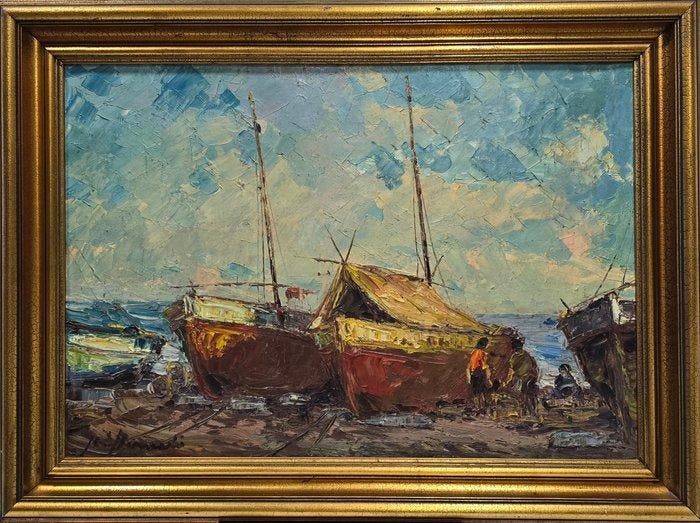 Ramon Bernardó Massó (1922) - NO RESERVE - Barcas al sol, Antiquités & Art, Art | Peinture | Classique