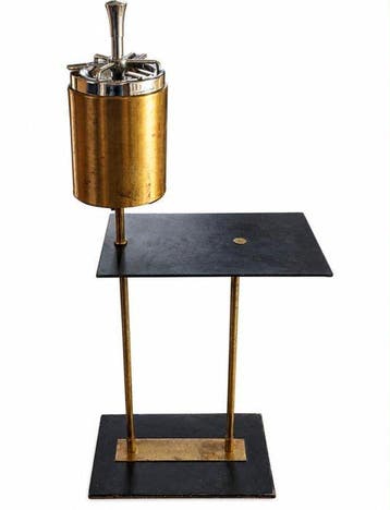 Asbak - Metaal - Vintage staande asbak met bijzettafel