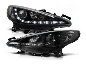 Koplamp unit  LED DRL geschikt voor Peugeot 207 Black, Verzenden