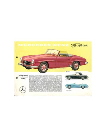 1957 MERCEDES BENZ 190 SL LEAFLET DUITS, Ophalen of Verzenden