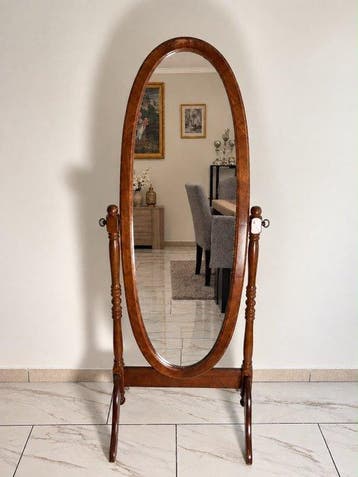Miroir- Élégant Miroir Psyché sur Pied Pivotant en Bois
