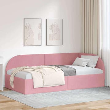 vidaXL Hoek Bed Frame met hoofdeinde Roze 90 cm x 200 cm, Verzenden, Nieuw