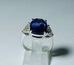 Ring - 18 karaat Witgoud Saffier - Diamant, Nieuw