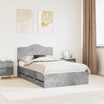 vidaXL Bedframe met lade Beton Grijs 135 x 190 cm, Verzenden, Nieuw