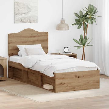 vidaXL Bedframe Ambachtelijk Eiken 90 x 190 cm Massief, Verzenden
