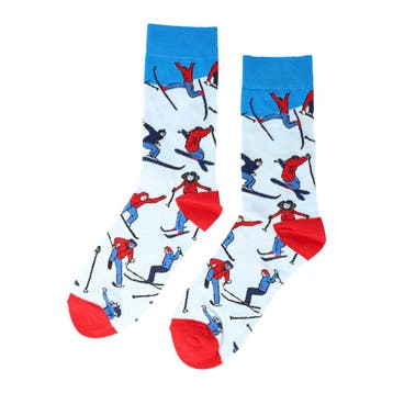 Sokken - Wintersport Skieen Print - Blauw Rood - Katoen -, Kleding | Dames, Sokken en Kousen, Nieuw