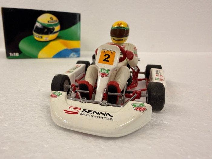 L.A.N.G Miniaturen 1:18 - Modelauto - Ayrton Senna Kart –, Hobby en Vrije tijd, Modelauto's | 1:5 tot 1:12