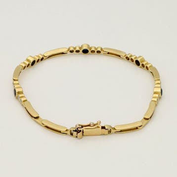 Armband - 18 karaat Geel goud Diamant (Natuurlijk) - Saffier, Nieuw