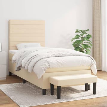 vidaXL Boxspring met matras stof crèmekleurig 100x200 cm, Verzenden, Nieuw