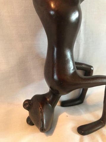 Sculpture, Yoga frog - 40 cm - Bronze
