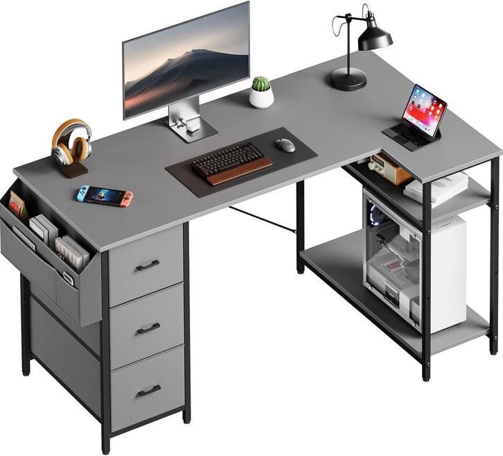 Bureau - Computertafel - Computerbureau - 140x78 cm - Grijs, Huis en Inrichting, Bureaus, Nieuw, Verzenden