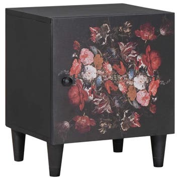 vidaXL Nachttafeltje met Deur Zwart 40 x 33 x 46 cm Massief, Verzenden, Nieuw
