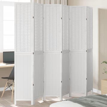 vidaXL Kamerscherm met 6 panelen massief paulowniahout wit, Verzenden, Nieuw