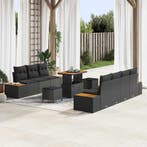 vidaXL Tuinbank Set met kussen met opslag 10 pcs Zwart Poly, Verzenden, Nieuw