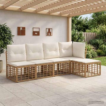 vidaXL Buiten bank set Naturel Polyester, Verzenden, Nieuw