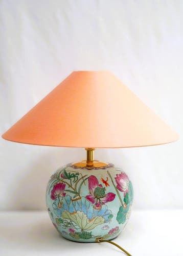 Lamp - Porselein, Messing, handbemalt - Gemaakt in Duitsland, Antiek en Kunst