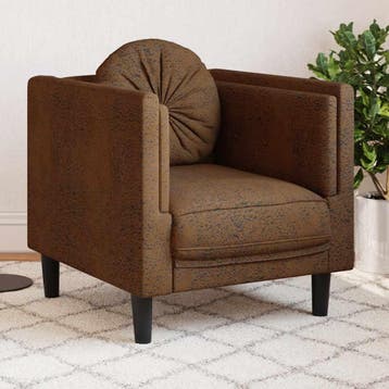 vidaXL Fauteuil met kussen kunstsuède bruin, Huis en Inrichting, Verzenden, Nieuw