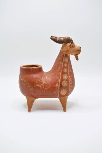 Faïence Récipient - 12 cm - Vase zoomorphe - Chèvre (Sans, Antiek en Kunst