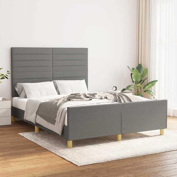 vidaXL Bedframe zonder matras stof donkergrijs 140x200 cm, Verzenden