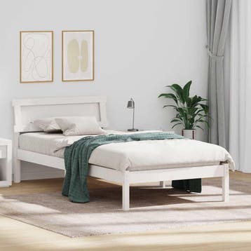 vidaXL Bedframe met hoofdeinde Wit 100 x 200 cm Massief, Huis en Inrichting, Verzenden, Nieuw