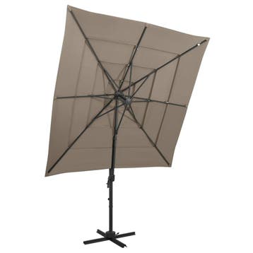 vidaXL Parasol 4-laags met aluminium paal 250x250 cm taupe, Verzenden, Nieuw