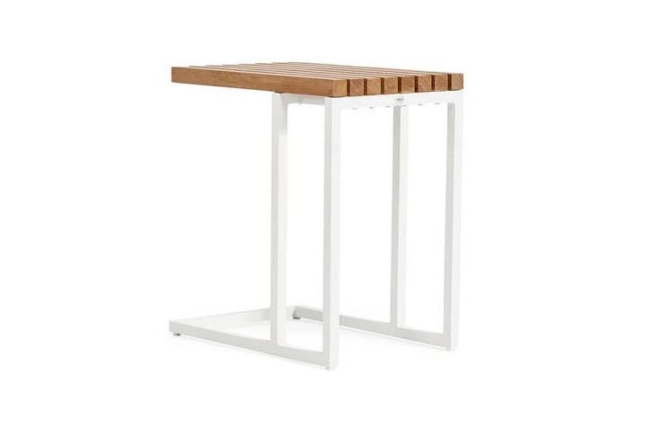 SUNS Savona loungetafel matt white met teak blad 30 x 45 cm, Tuin en Terras, Tuinsets en Loungesets