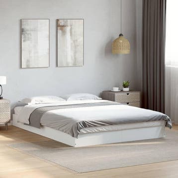 vidaXL Bedframe bewerkt hout wit 140x200 cm, Verzenden, Nieuw