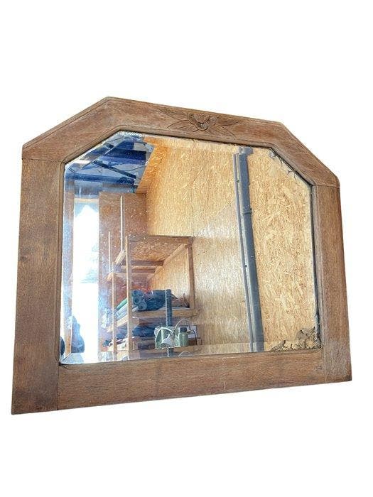 Spiegel - Hout - Frans Art Deco H.60cm, Antiek en Kunst, Curiosa en Brocante