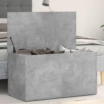 vidaXL Opbergkist 84x42x46 cm bewerkt hout betongrijs, Verzenden, Nieuw