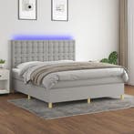vidaXL Boxspring met matras en LED stof lichtgrijs 160x200, Verzenden, Nieuw