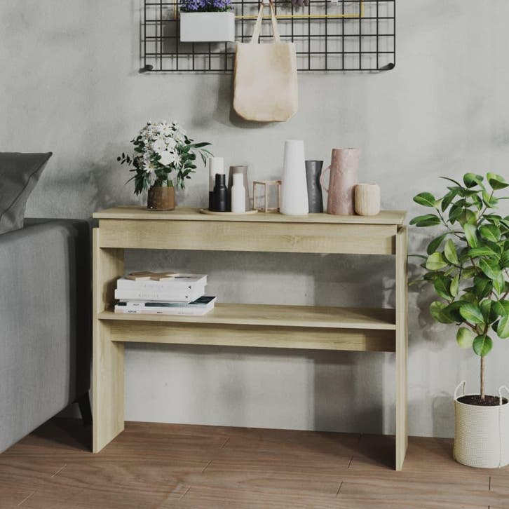 vidaXL Wandtafel 102x30x80 cm bewerkt hout sonoma, Huis en Inrichting, Tafels | Bijzettafels, Nieuw, Verzenden