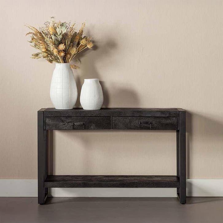 Mangohout Sidetable Britt 120 Zwart, Huis en Inrichting, Tafels | Sidetables, Nieuw, Overige houtsoorten, Verzenden