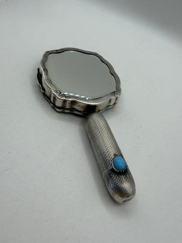 Handspiegel - .800 zilver - Art Déco toiletset, Antiek en Kunst