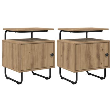vidaXL Nachtkastje 2 st Artisanaal eiken Bewerkt hout, Verzenden, Nieuw