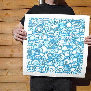 Kev Munday - Smiley Society (Blue) - Limited Edition Giclee