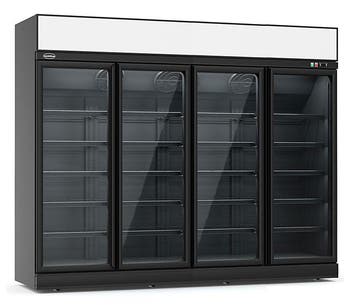 Koelkast 4 Glasdeuren Zwart Ins-2060R Bl, Verzenden, Nieuw in verpakking, Koelen en Vriezen