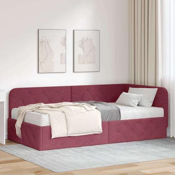 vidaXL Hoek Bed Frame Wijnrood 100 x 200 cm Stof, Verzenden, Nieuw